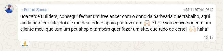 Aluno fechou freelancer com dono de barbearia